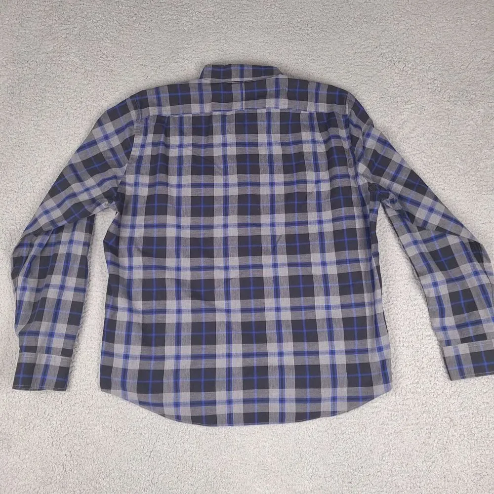J. Crew Shirt Mens XL Gray‎ Black Blue Button Down Long Sleeve Preppy Casual